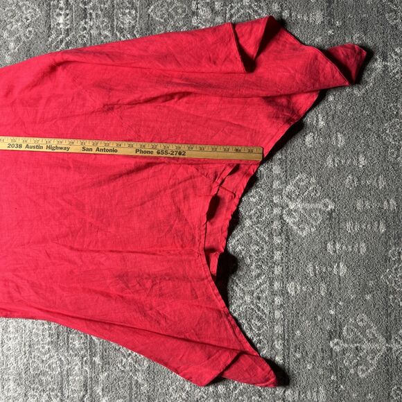 BRYN WALKER NWT Noa Linen Tunic Top Medium Red Pink Lagenlook Cowl Asymmetrical - Picture 4 of 8